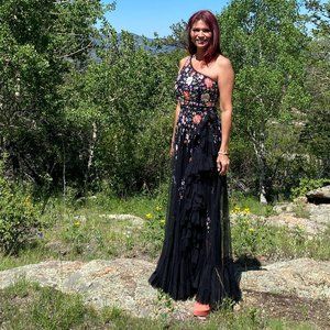 Mac Duggal Black Floral Gown